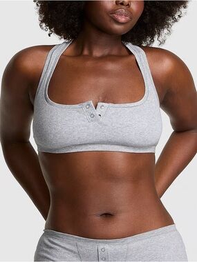 Victoria's Secret Heather Gray Ribbed Scoop Bralette